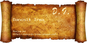 Dancsik Irma névjegykártya